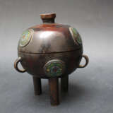 Asian Bronze vessel on three legs, with cloisonné enamel, Ming Dynasty - photo 1