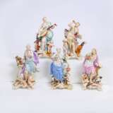 Johann Friedrich Eberlein (Dresden 1695 - Meissen 1749). Seltene fünfteilige Figuren-Gruppe 'Allegorien der 5 Sinne'. - photo 4