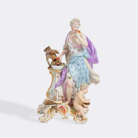 Johann Friedrich Eberlein (Dresden 1695 - Meissen 1749). Seltene fünfteilige Figuren-Gruppe 'Allegorien der 5 Sinne'. - photo 1