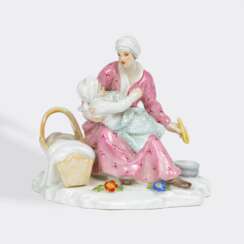 Johann Joachim Kaendler (Fischbach/Sachsen 1706 - Meissen 1775). Bauersfrau mit Kind.