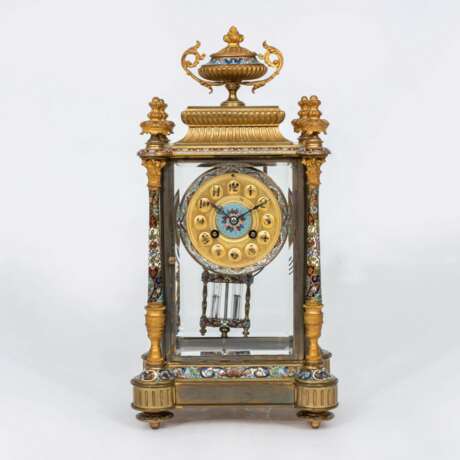 S. Marti & Cie gegr. 1867. Napoleon III Cloisonné Kamin-Pendule. - Foto 1