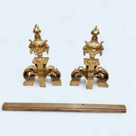 19th Century Andirons in Gilt Bronze Signed by Ferdinand Barbedienne Bronze Napoleon III 19th century - Foto 3