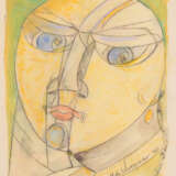 Henri de Warroquier (1881-1970)cubist portrait,  pencil and watercolour on paper signed - photo 1