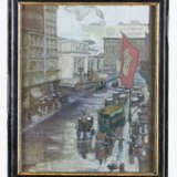 American artist around 1900, fifth Avenue, watercolour on paper, signed framed - Foto 1