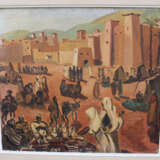 Orientalist early 20. century, village with people, oil canvas, signed - photo 1