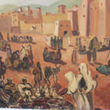 Orientalist early 20. century, village with people, oil canvas, signed - photo 3