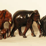 Lot of 5 Indian elephants wood carved - фото 3