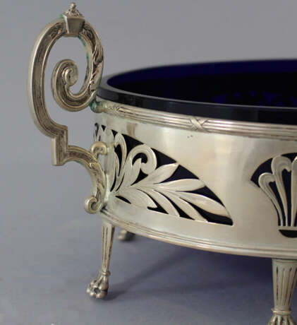 Silver Centrepiece with blue glass bowl, Austrian around 1910 - Foto 2