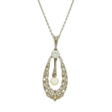 Pearl-Diamond-Pendant Necklace - photo 1 Pearl-Diamond-Pendant Necklace - photo 1