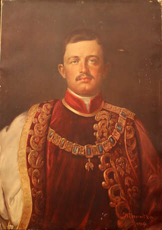 Emperor Karl of Austria Hungary (1887-1922)colour graphic on wooden stretcher - photo 2