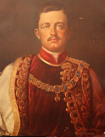 Emperor Karl of Austria Hungary (1887-1922)colour graphic on wooden stretcher - Foto 3