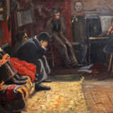 Italian Artist early 20.century music lesson. Oil on canvas - Foto 1