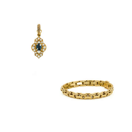 Collection: Gold-Bracelet-and-Sapphire-Diamond-Pendant - фото 1