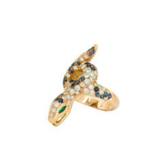 Saphir-Diamant-Ring "Schlange"