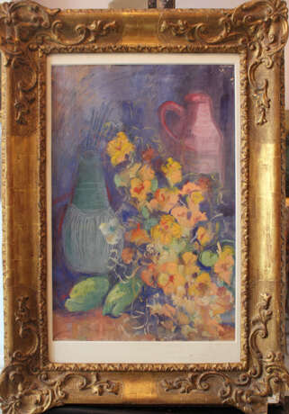 Artist 20.century, flowers, pastel on paper framed - photo 1