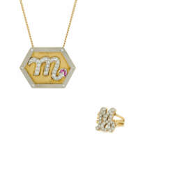 Mixed Lot: 1 Diamong-Ring-and-1-Gemstone-Diamond-Pendant-Necklace