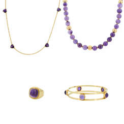 Amethyst-Mixed Lot: One Ring, One Bangle, Two Necklaces