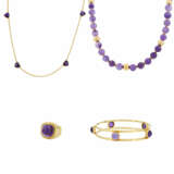 Amethyst-Mixed Lot: One Ring, One Bangle, Two Necklaces - фото 1