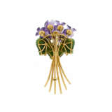 Amethyst-Nephrite-Brooch "Bouquet of Violets" - фото 2