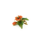 Coral-Nephrite-Brooch "Blume" - photo 3