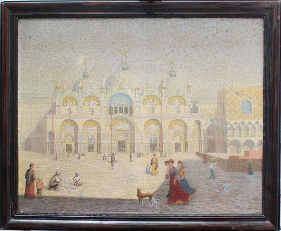 French Artist around 1910, St. Marks Venice, Oil on Canvas, signed - Foto 1