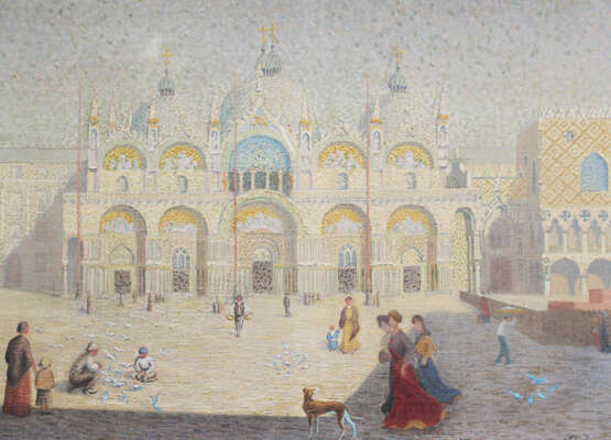 French Artist around 1910, St. Marks Venice, Oil on Canvas, signed - Foto 3