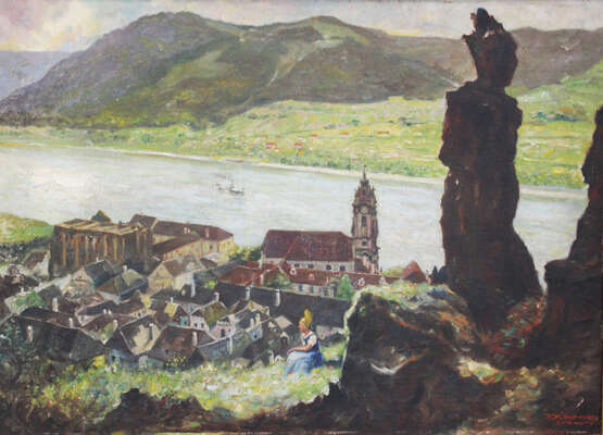 F.Kirnmayer, Dürnstein on the Danube, oil on board, framed - Foto 2