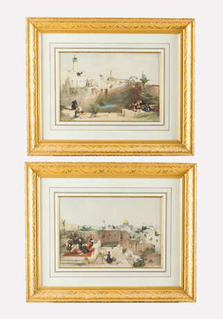 David Roberts(1796-1864)-Colour etchings, Two first state views from Jerusalem, in passepartout framed, signed in the stone - photo 1