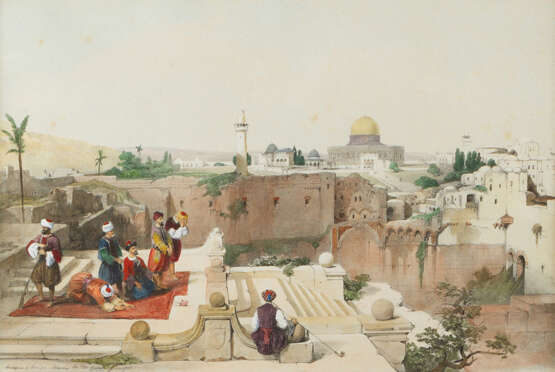 David Roberts(1796-1864)-Colour etchings, Two first state views from Jerusalem, in passepartout framed, signed in the stone - photo 2