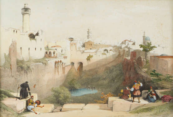 David Roberts(1796-1864)-Colour etchings, Two first state views from Jerusalem, in passepartout framed, signed in the stone - photo 3