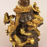 Asian Bronze sculpture with dragons windings around a glass ball, Qing Dynasty - photo 1