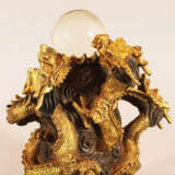 Asian Bronze sculpture with dragons windings around a glass ball, Qing Dynasty - photo 3