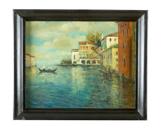 Italian Artist around 1920, Villas by the sea, Oil on Canvas, framed - photo 1