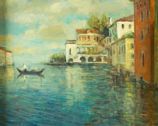 Italian Artist around 1920, Villas by the sea, Oil on Canvas, framed - фото 2