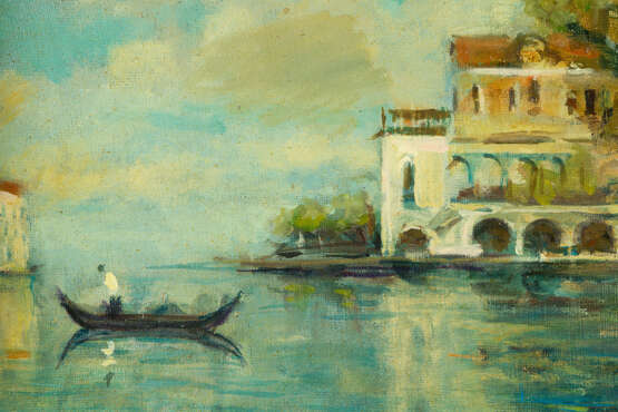 Italian Artist around 1920, Villas by the sea, Oil on Canvas, framed - photo 3