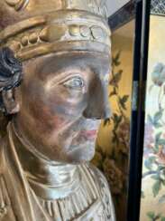Late 17th Century Reliquary Bust of a Bishop in Gilded Wood