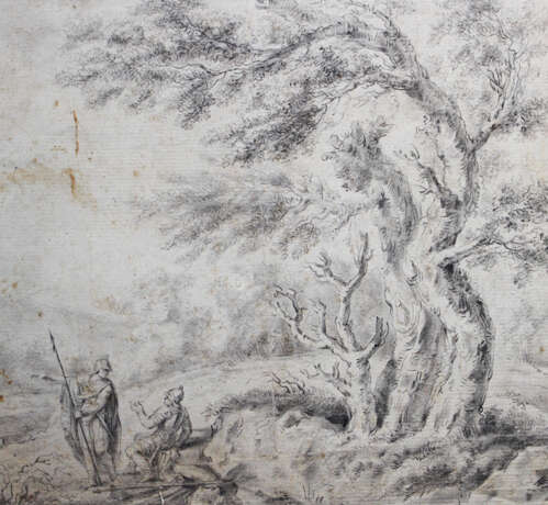 E.H.Pallatin, 18. century, soldiers in landscape, chalk on paper, described reverse - photo 2