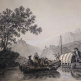 German Romantic Artist around 1840, boats on a River, pencil with wash on paper signed bottom right, - Foto 2
