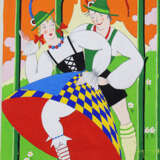 Austrian school first half 20.century, alpine couple, mixed techniques on paper signed - Foto 2
