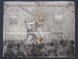 Artist mid 19.century, boxing ring, etching on paper, 