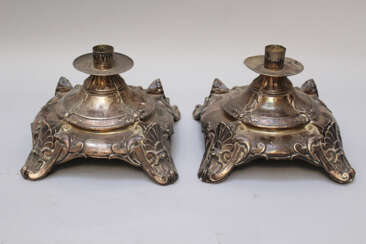 Two silver lamp bases, 19.century