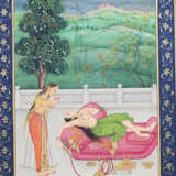 Indian book page, watercolour on paper, erotic scene, - фото 2