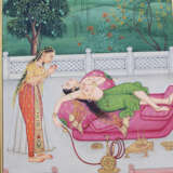 Indian book page, watercolour on paper, erotic scene, - фото 3