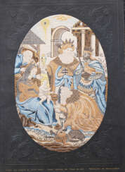 Bianchini Ferrier, embroidery three kings, in original paper passepartout, 20.century