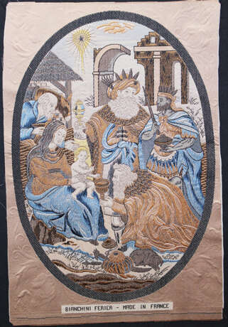 Bianchini Ferrier, embroidery three kings, in original paper passepartout, 20.century - photo 2