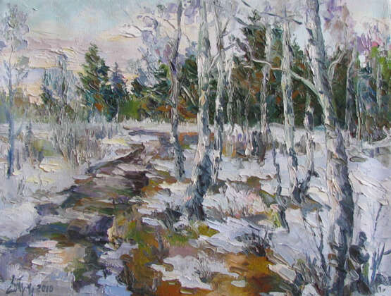 Апрель Canvas Oil paint Impressionism Landscape painting 2010 - photo 1