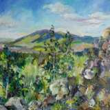 Вид на гору Качканар с горы Жуков камень Canvas Oil paint Impressionism Landscape painting 2012 - photo 1