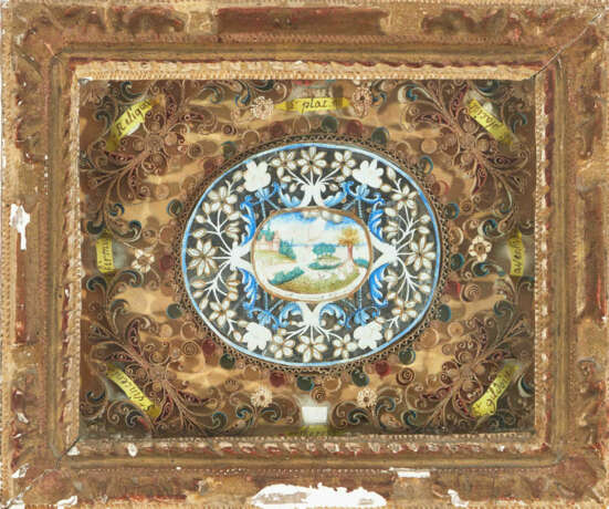 Spitzenbild mit Klosterarbeit "Flammende Herzen" - photo 1