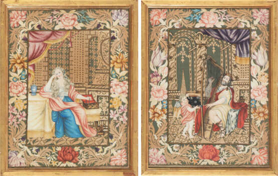 1 Paar Spitzenbilder "Hl. Maria Magdalena" und "König David" - photo 1 1 Paar Spitzenbilder "Hl. Maria Magdalena" und "König David" - photo 1