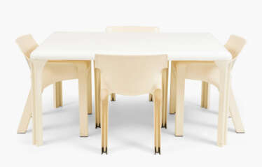 Vico Magistretti, Tisch "STADIO 150" mit 4 Stühlen "GAUDI"